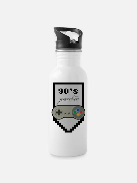 90er Generation - Trinkflasche mit integriertem Trinkhalm - Weiß