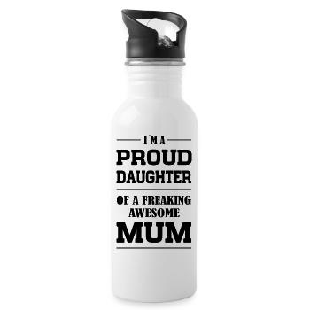 PROUD DAUGHTER OF A MUM - Trinkflasche mit integriertem Trinkhalm - Weiß - Rechts
