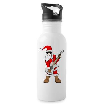 Rock Santa Claus - Water bottle with straw - white - Right