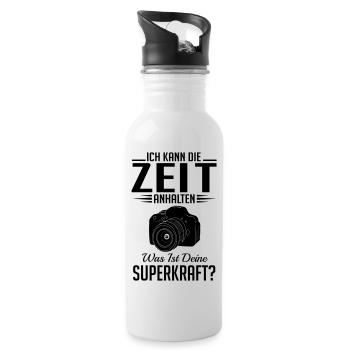 Fotograf: ich kann die zeit anhalten - Trinkflasche mit integriertem Trinkhalm - Weiß - Rechts
