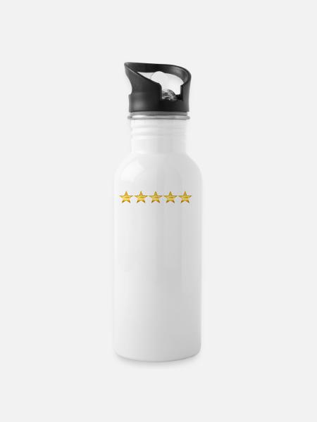5 Stars - Water bottle with straw - white