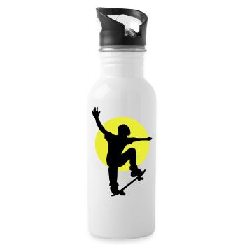 Skateboarder Sonne - Trinkflasche mit integriertem Trinkhalm - Weiß - Rechts