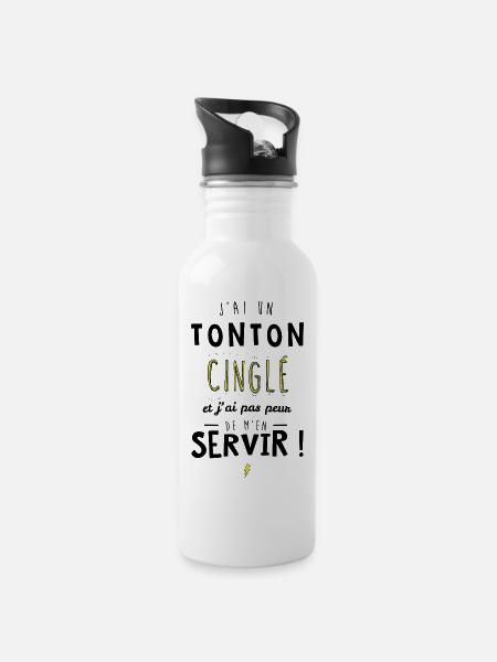J'ai un tonton cinglé et je peux m'en servir - Gourde avec paille intégrée - blanc