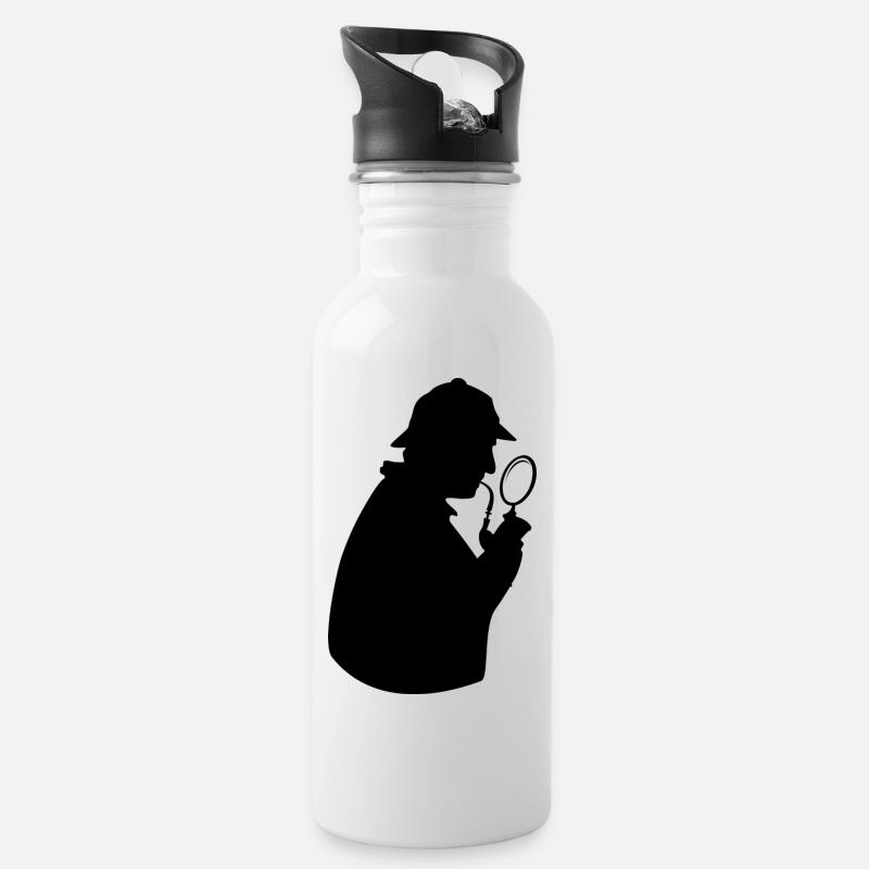 SHERLOCK - Trinkflasche mit integriertem Trinkhalm - Weiß