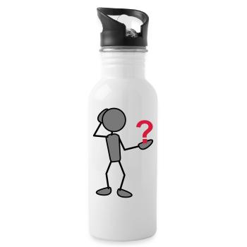 greyman_with_issues_at_hand_3c - Water bottle with straw - white - Right
