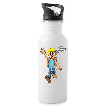 Schuljunge - Trinkflasche mit integriertem Trinkhalm - Weiß - Rechts