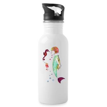 Wave Deep Kisses - Trinkflasche mit integriertem Trinkhalm - Weiß - Rechts