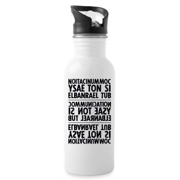 communication black sixnineline - Water bottle with straw - white - Right