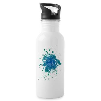 Blue Color Splash - Water bottle with straw - white - Right