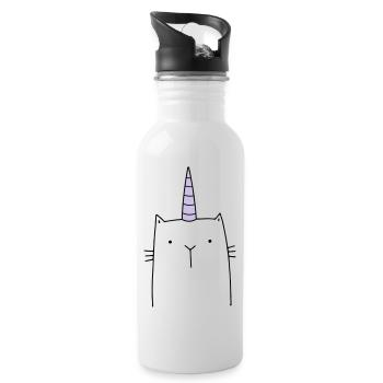 Cadeau mignon chat licorne - Gourde avec paille intégrée - blanc - Droite