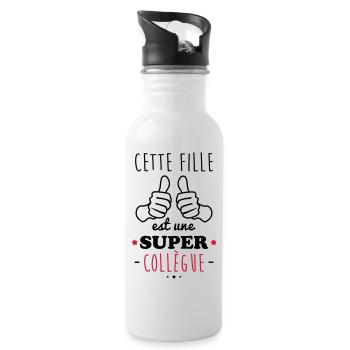Fille super collègue - Gourde avec paille intégrée - blanc - Droite