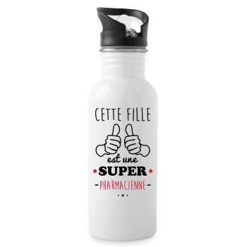 Fille super pharmacienne - Gourde avec paille intégrée - blanc - Droite