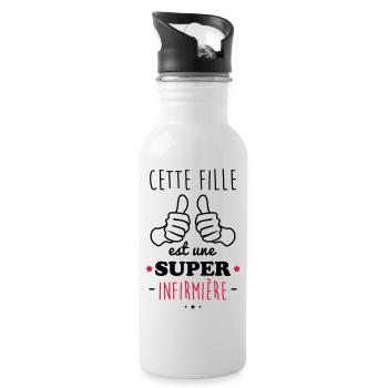 Fille super infirmière - Gourde avec paille intégrée - blanc - Droite