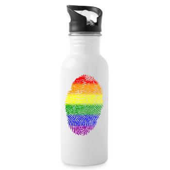 Rainbow LGBT Fingerprint - Water bottle with straw - white - Right