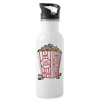 Frisches Popcorn - Trinkflasche mit integriertem Trinkhalm - Weiß - Rechts