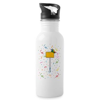 Fasching Fastnacht Karneval Ortsschild Narrenkappe - Trinkflasche mit integriertem Trinkhalm - Weiß - Rechts