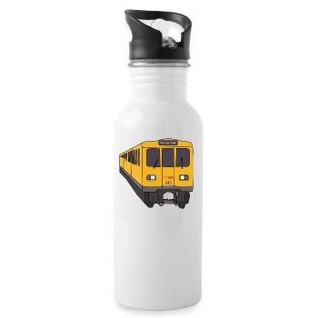 U Bahn Berlin Warschauer Str. Clubs Szene Hipster - Trinkflasche mit integriertem Trinkhalm - Weiß - Rechts