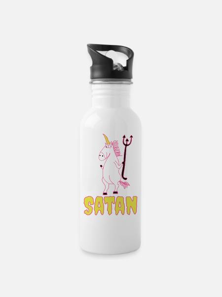 Licorne licorne mal Satan - Gourde avec paille intégrée - blanc