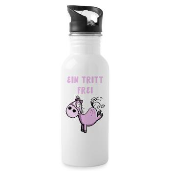 Ein Tritt Frei Pferdchen - Trinkflasche mit integriertem Trinkhalm - Weiß - Rechts