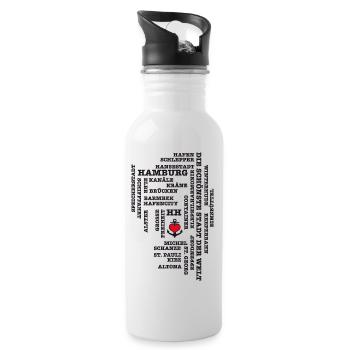 Hamburg concepts / heart on anchor / Text Black - Water bottle with straw - white - Right