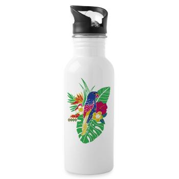 gaya flower parrot - Trinkflasche mit integriertem Trinkhalm - Weiß - Rechts