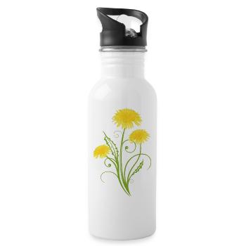 Realistic dandelion, Löwenzahn, Pusteblume - Trinkflasche mit integriertem Trinkhalm - Weiß - Rechts