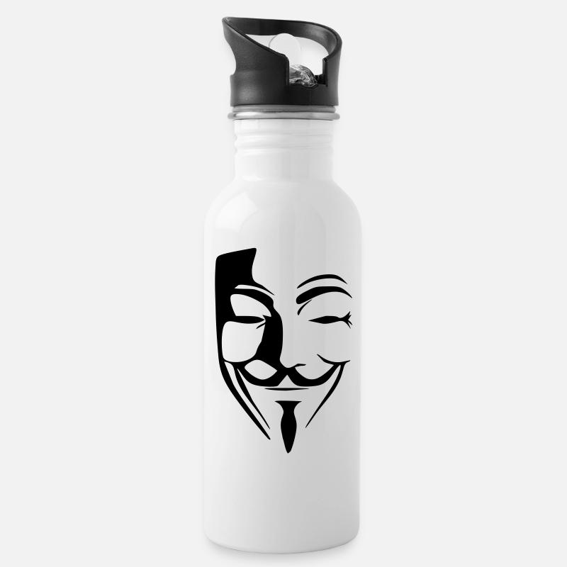 anonym - Trinkflasche mit integriertem Trinkhalm - Weiß