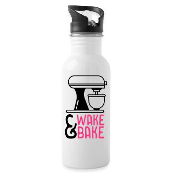 Wake and Bake - Water bottle with straw - white - Right