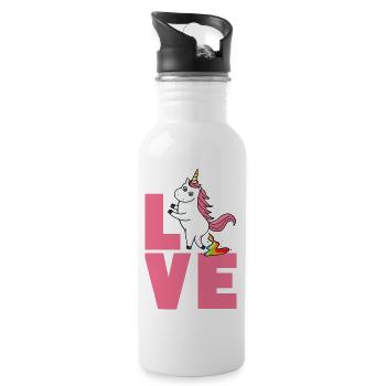 Love unicorn - Water bottle with straw - white - Right