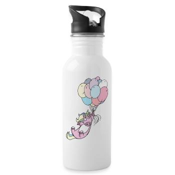 Einhorn Luftballons - Trinkflasche mit integriertem Trinkhalm - Weiß - Rechts