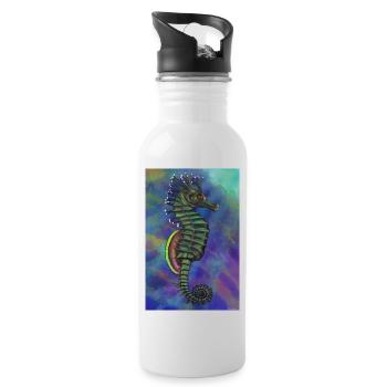 Hippocampus - Trinkflasche mit integriertem Trinkhalm - Weiß - Rechts