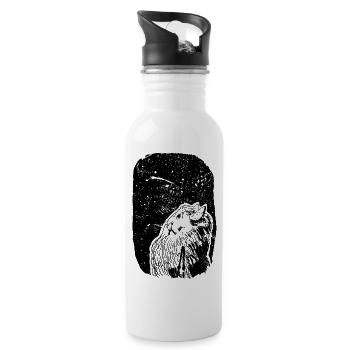 Träumer unter Sternenhimmel - Trinkflasche mit integriertem Trinkhalm - Weiß - Rechts