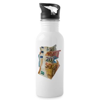 Euro-Geldscheine - Trinkflasche mit integriertem Trinkhalm - Weiß - Rechts