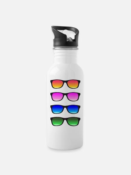Sunglasses - Water bottle with straw - white