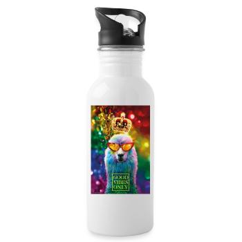 01 Lama GOOD VIBES ONLY Luxus Poster Margarita Art - Trinkflasche mit integriertem Trinkhalm - Weiß - Rechts