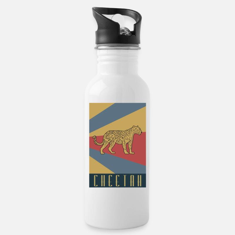 Geparden Raubtier Gepard Geschenk - Trinkflasche mit integriertem Trinkhalm - Weiß