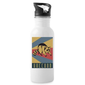Raton laveur rétro raton laveur - Gourde avec paille intégrée - blanc - Droite