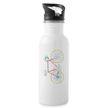 Rennrad Triathlon Radsport Fahrrad Bike Geschenk - Trinkflasche mit integriertem Trinkhalm - Weiß - Rechts