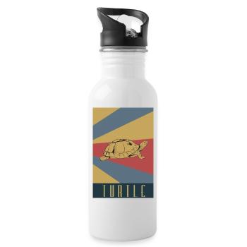 Tortue, tortue, retro, tortue - Gourde avec paille intégrée - blanc - Droite