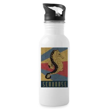 Seepferdchen Retro Seepferd Geschenk - Trinkflasche mit integriertem Trinkhalm - Weiß - Rechts