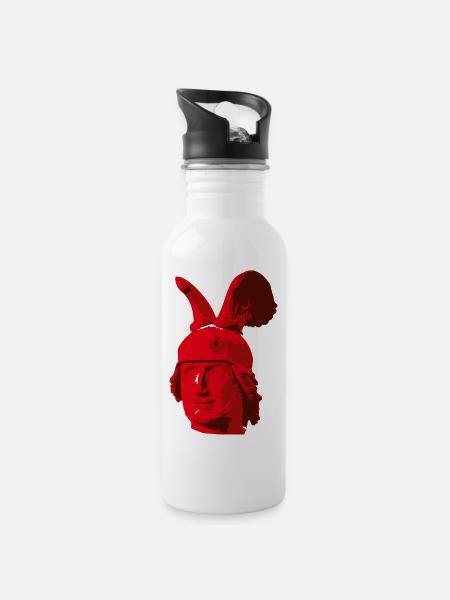 Head of the Hermann Monument - Water bottle with straw - white