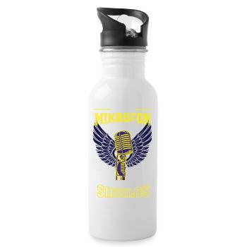 Mikrofon Singen Sänger Leben sinnlos - Geschenk - Trinkflasche mit integriertem Trinkhalm - Weiß - Rechts