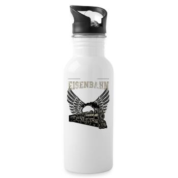 Eisenbahn Leben sinnlos - Geschenk - Trinkflasche mit integriertem Trinkhalm - Weiß - Rechts