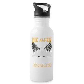 Alpen Berge Leben sinnlos - Trinkflasche mit integriertem Trinkhalm - Weiß - Rechts