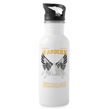 Wandern Nordic Walking Leben sinnlos - Trinkflasche mit integriertem Trinkhalm - Weiß - Rechts