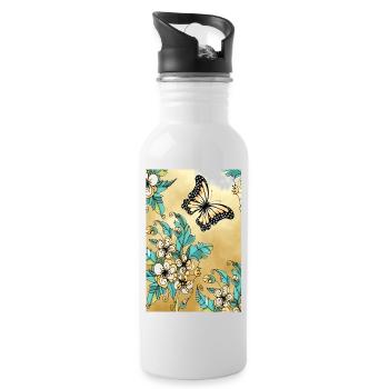 papillon - Gourde avec paille intégrée - blanc - Droite