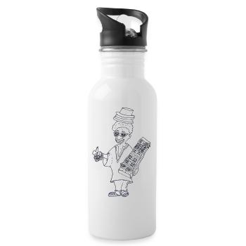 Hallo Helmut Mallorca (Schwarz-Weiß) - Trinkflasche mit integriertem Trinkhalm - Weiß - Rechts