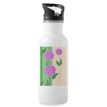 Fleurs - Gourde avec paille intégrée - blanc - Droite