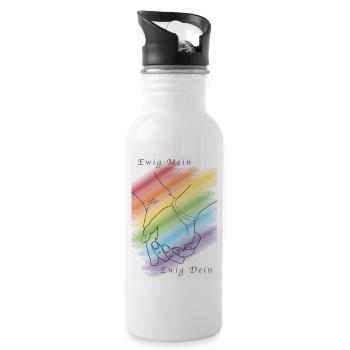 Holding hands Rainbow - Eternally My Eternal Yours - Water bottle with straw - white - Right