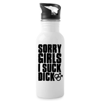 Sorry girls I suck dick - gay - gay-gay - Water bottle with straw - white - Right